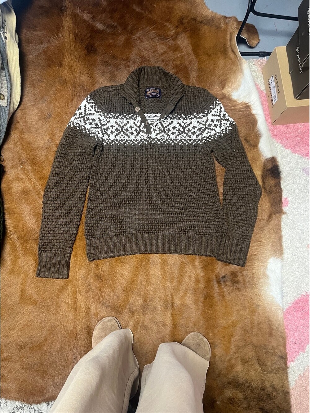 Hollister Brown Fair Isle Knit Sweater